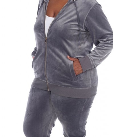 Plus Size Velour Tracksuit Loungewear 2pc Set Gray $35.19 Sleepwear