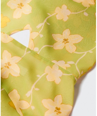 Women's Flower Print Dress Green $46.80 Dresses