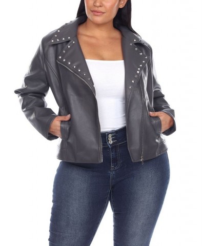 Plus Size Faux Leather Jacket Gray $50.60 Jackets