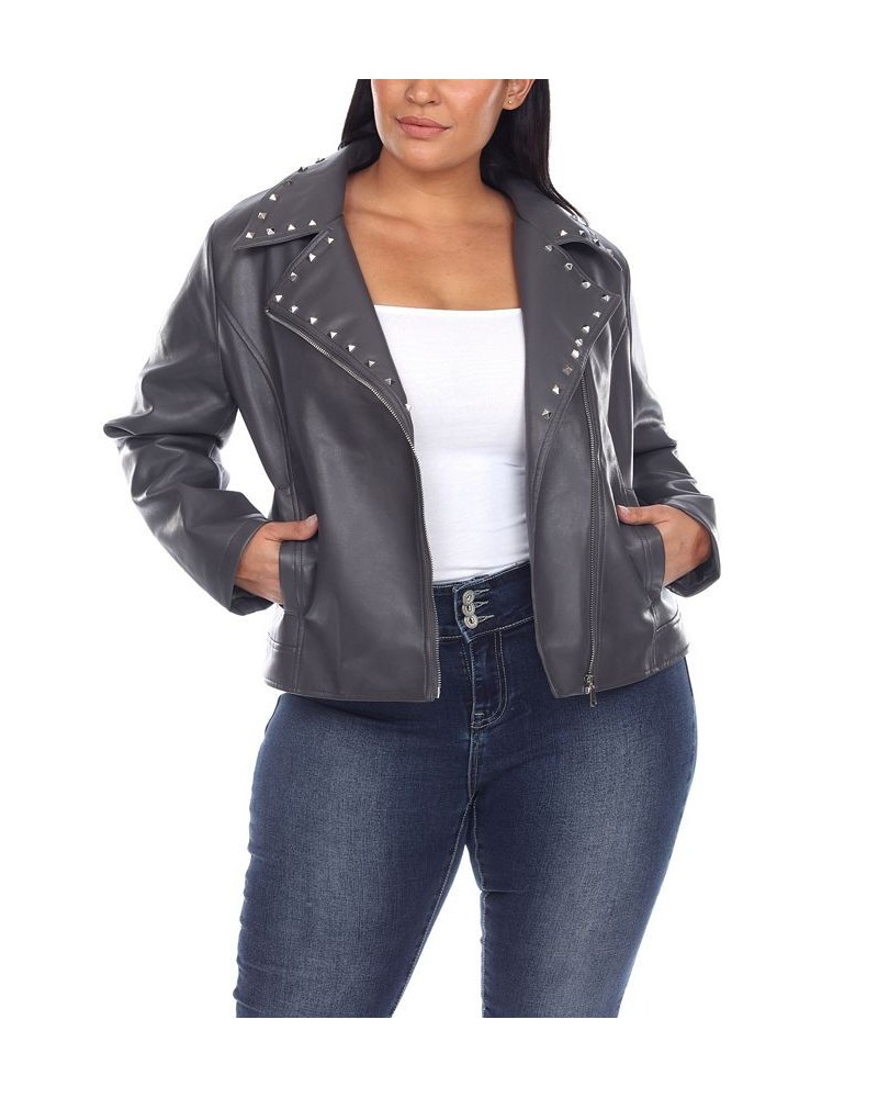 Plus Size Faux Leather Jacket Gray $50.60 Jackets