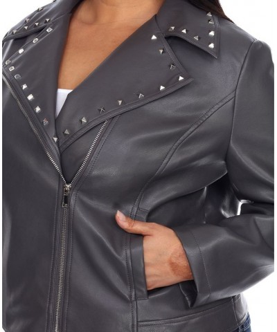 Plus Size Faux Leather Jacket Gray $50.60 Jackets