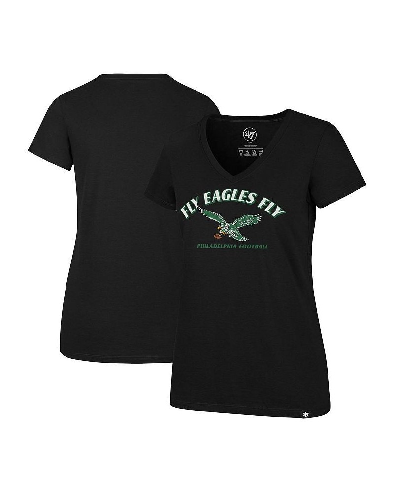 Women's Black Philadelphia Eagles Team Regional Ultra Rival V-Neck T-shirt Black $17.22 Tops