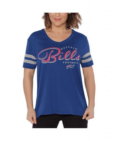 Women's Royal Buffalo Bills Triple Play V-Neck T-shirt Royal $27.49 Tops