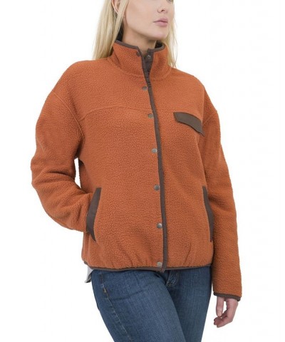 Women's Textured Sherpa Jacket Brown $26.88 Jackets