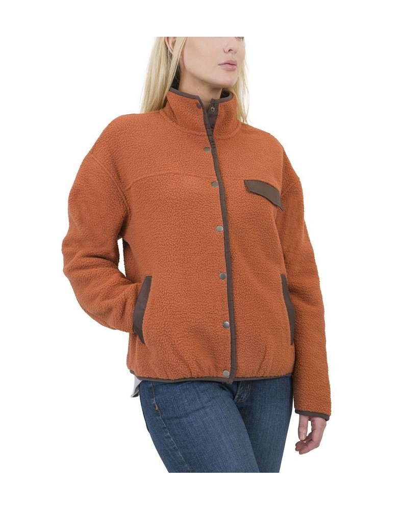 Women's Textured Sherpa Jacket Brown $26.88 Jackets