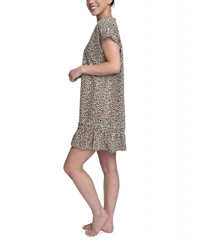 Women's Flounce-Hem Lounge Dress Tan/Beige $18.40 Sleepwear