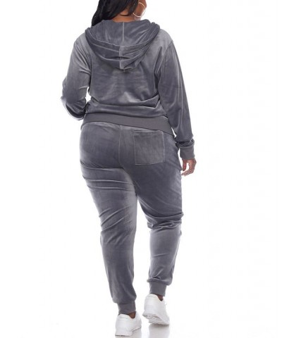 Plus Size Velour Tracksuit Loungewear 2pc Set Gray $35.19 Sleepwear