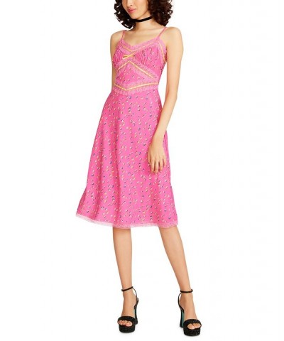 Women's Hollywood Lace-Trimmed Midi Dress Stargazer Pink $47.60 Dresses