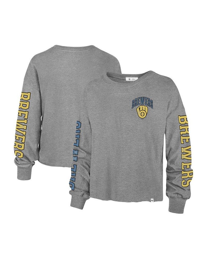 Women's '47 Heathered Gray Milwaukee Brewers Ultra Max Parkway Long Sleeve T-shirt Heathered Gray $25.85 Tops