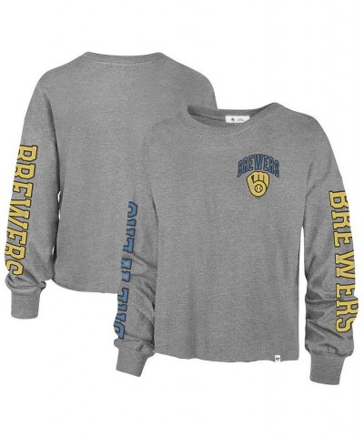 Women's '47 Heathered Gray Milwaukee Brewers Ultra Max Parkway Long Sleeve T-shirt Heathered Gray $25.85 Tops