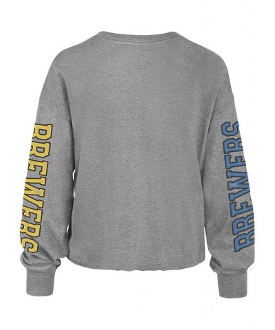 Women's '47 Heathered Gray Milwaukee Brewers Ultra Max Parkway Long Sleeve T-shirt Heathered Gray $25.85 Tops