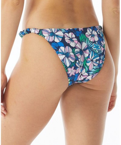 Lizzie Printed Shirred-Strap Bikini Bottoms Azure $17.15 Swimsuits