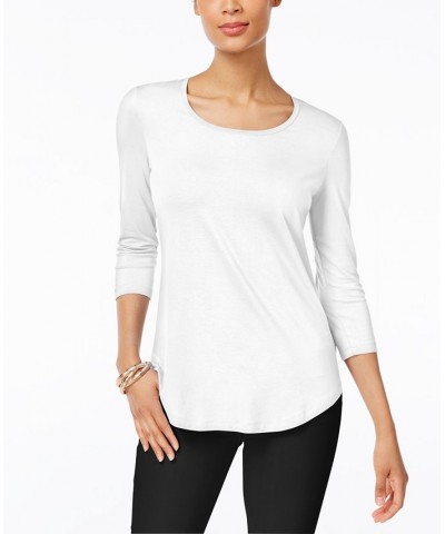 3/4-Sleeve Solid Tunic Top Bright White $11.66 Tops