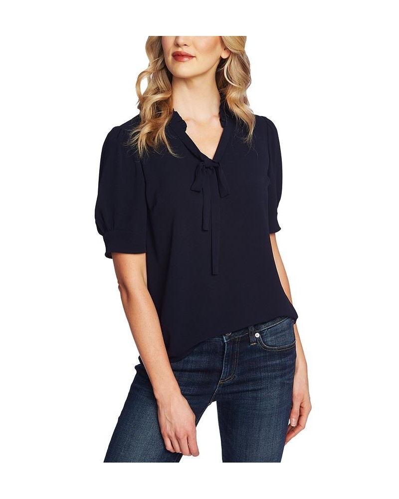 Ruffled V-Neck Tie Top Caviar $23.53 Tops