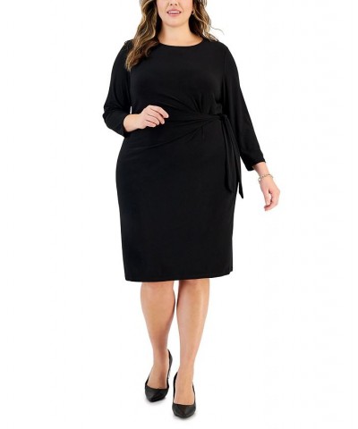 Plus Size Anise Faux-Wrap 3/4-Sleeve Dress Black $44.69 Dresses