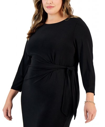 Plus Size Anise Faux-Wrap 3/4-Sleeve Dress Black $44.69 Dresses