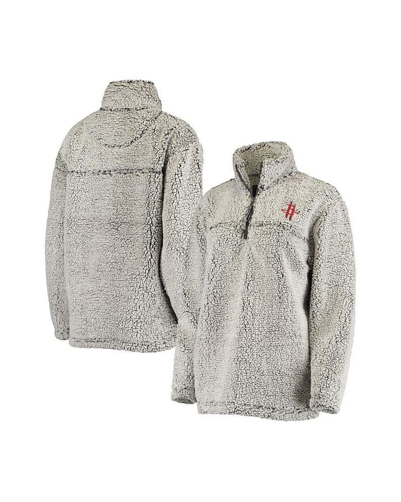 Women's Gray Houston Rockets Sherpa Quarter-Zip Jacket Gray $37.22 Jackets