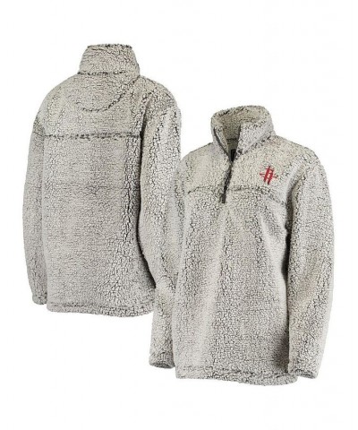 Women's Gray Houston Rockets Sherpa Quarter-Zip Jacket Gray $37.22 Jackets