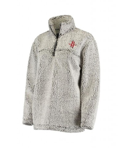 Women's Gray Houston Rockets Sherpa Quarter-Zip Jacket Gray $37.22 Jackets