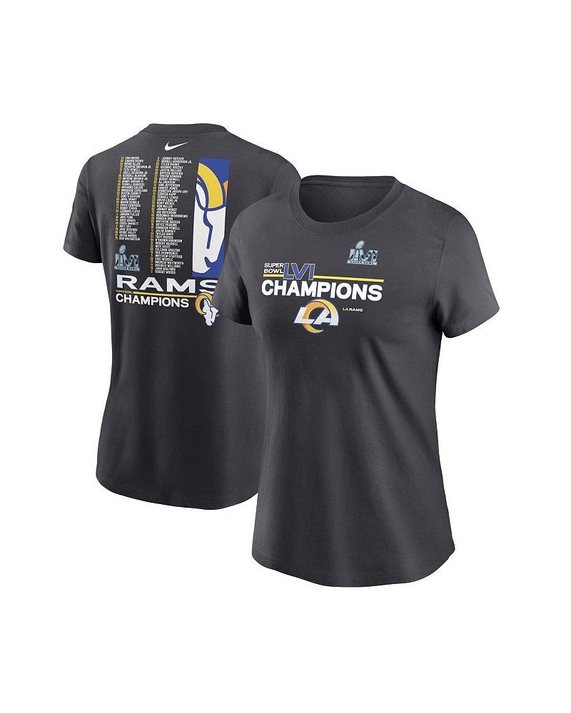 Women's Anthracite Los Angeles Rams Super Bowl LVI Champions Roster T-shirt Anthracite $23.92 Tops