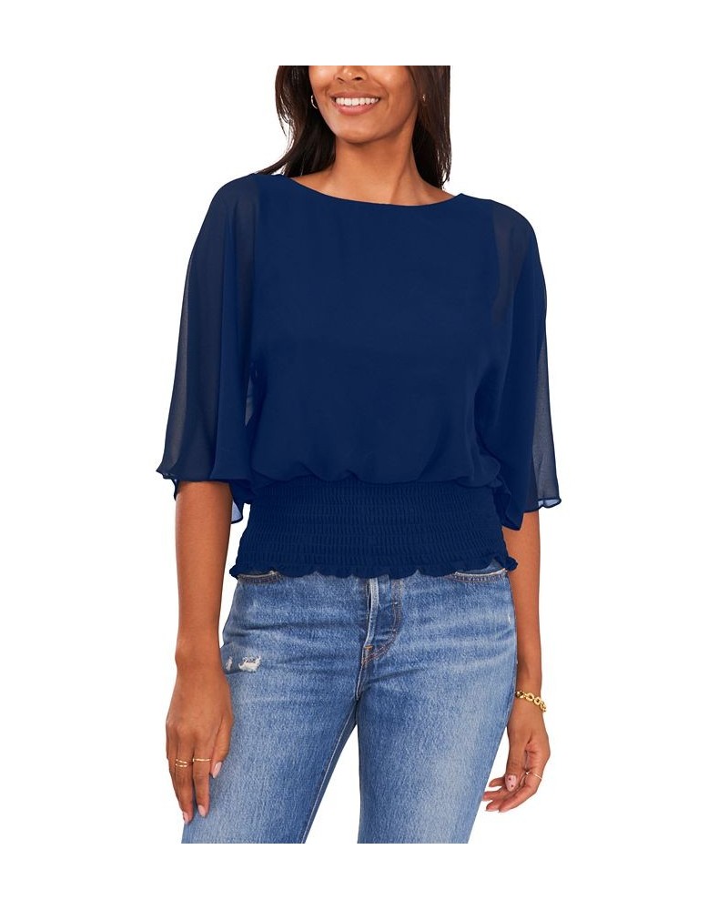 Women's Smocked-Waist Top Navy Floral $16.20 Tops