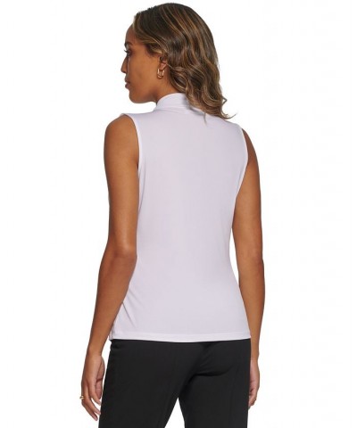 Gathered V-Neck Sleeveless Top White $29.16 Tops