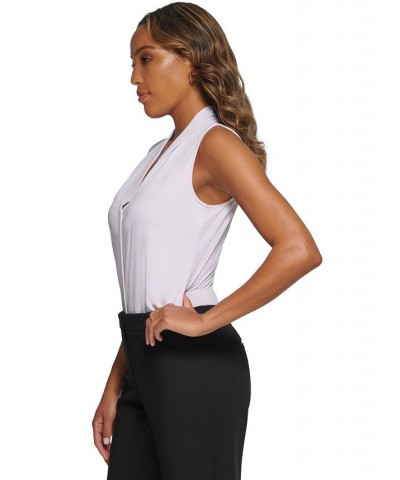 Gathered V-Neck Sleeveless Top White $29.16 Tops