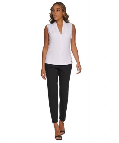 Gathered V-Neck Sleeveless Top White $29.16 Tops