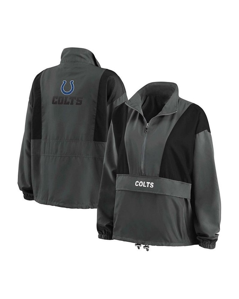 Women's Charcoal Indianapolis Colts Popover Packable Half-Zip Jacket Charcoal $33.00 Jackets