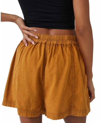 Women's Get Free Poplin Pull-On Shorts Brown $36.72 Shorts