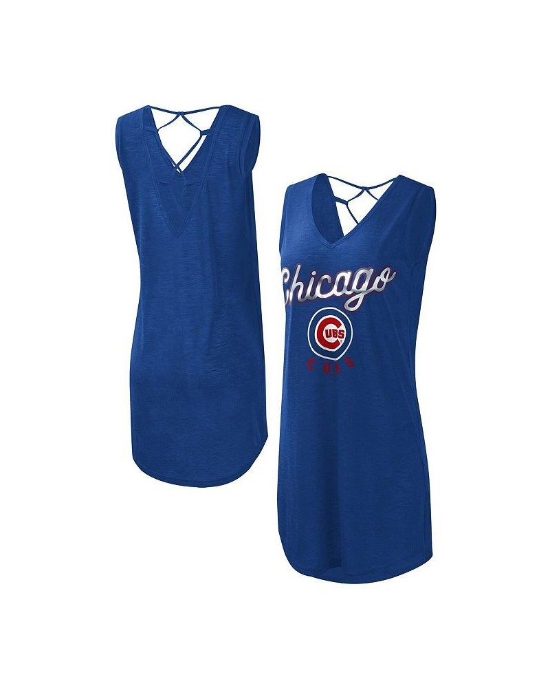 Women's Royal Chicago Cubs Game Time Slub Beach V-Neck Cover-Up Dress Royal $22.05 Swimsuits