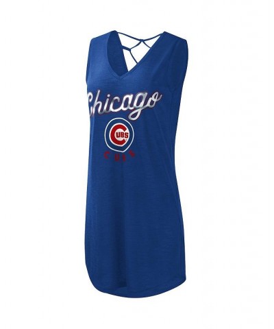 Women's Royal Chicago Cubs Game Time Slub Beach V-Neck Cover-Up Dress Royal $22.05 Swimsuits