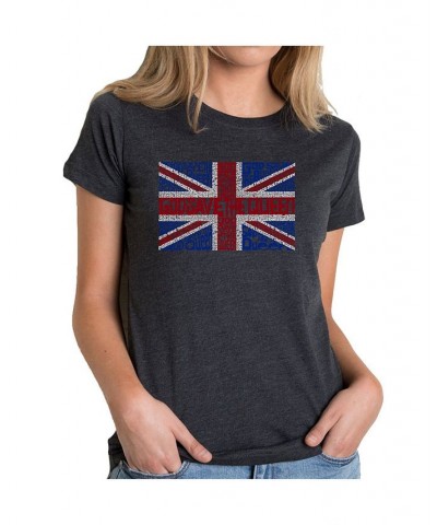 Women's Premium Blend T-Shirt with God Save The Queen Word Art Black $18.40 Tops