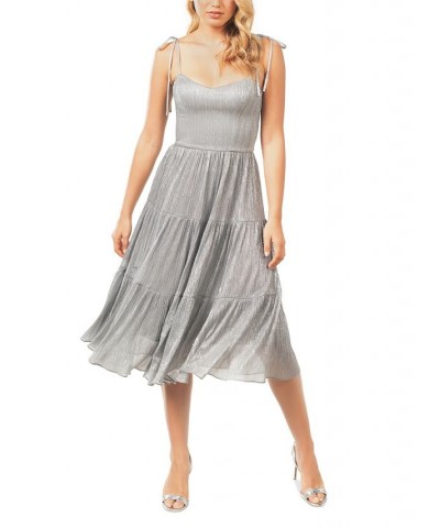 Women's Dream Tiered Metallic Fit & Flare Midi Dress Dove Multi $101.84 Dresses