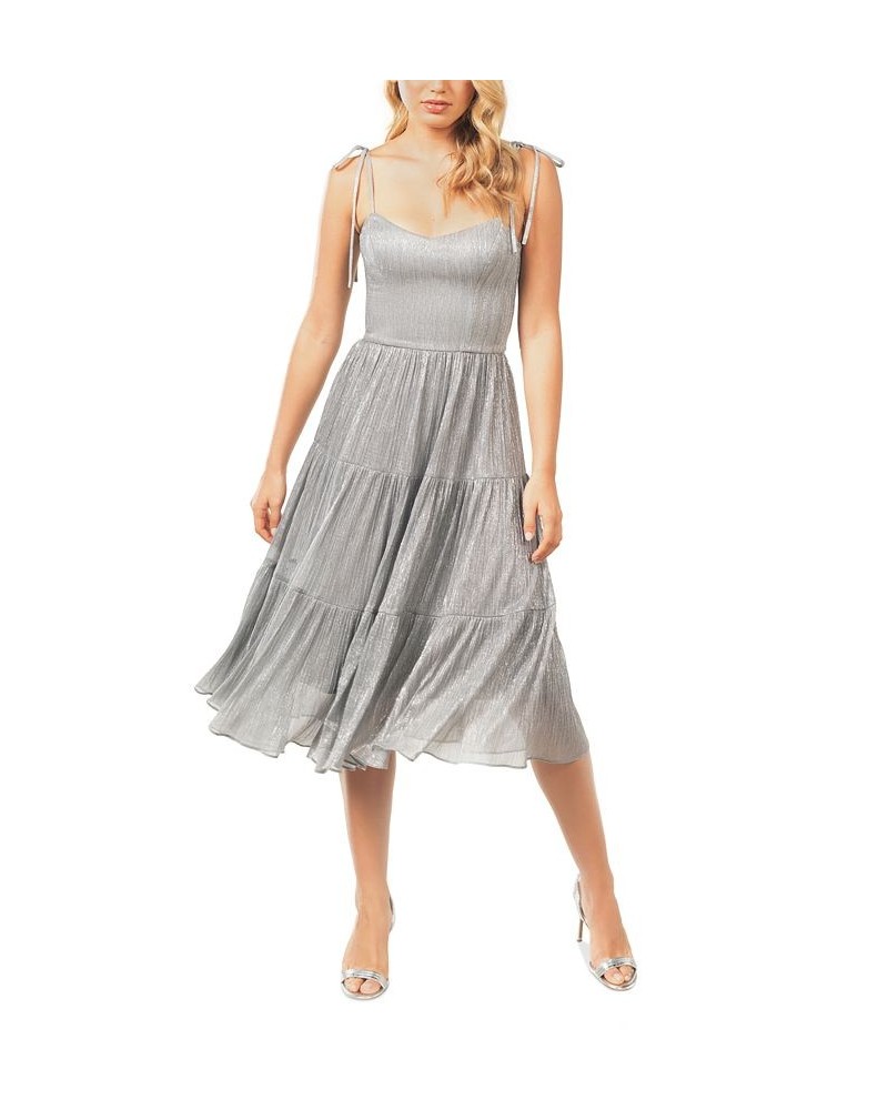 Women's Dream Tiered Metallic Fit & Flare Midi Dress Dove Multi $101.84 Dresses