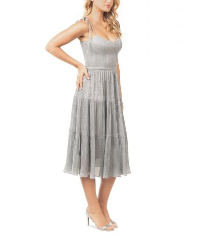 Women's Dream Tiered Metallic Fit & Flare Midi Dress Dove Multi $101.84 Dresses