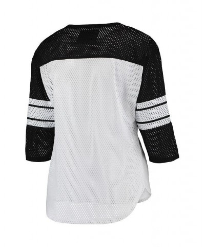 Women's White Black Philadelphia Eagles First Team Three-Quarter Sleeve Mesh T-shirt White, Black $22.00 Tops