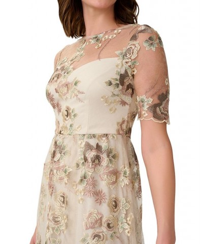 Women's Floral-Embroidered Gown Mink Multi $115.60 Dresses