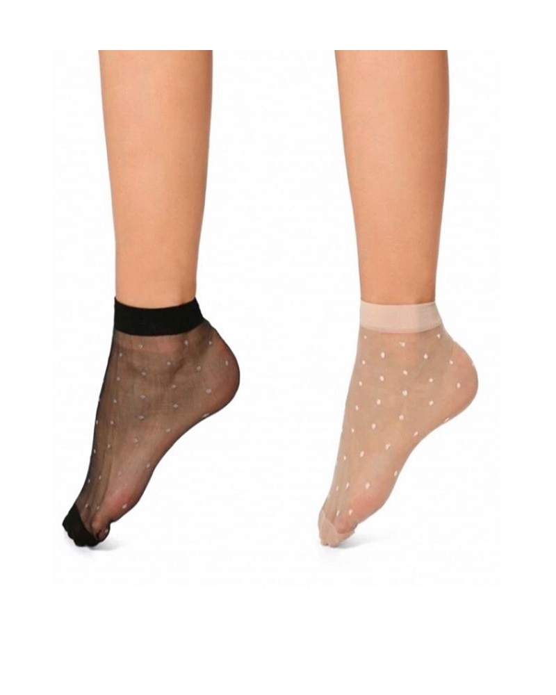 Women's Sheer Dot No Show Socks Nude Black $11.70 Socks