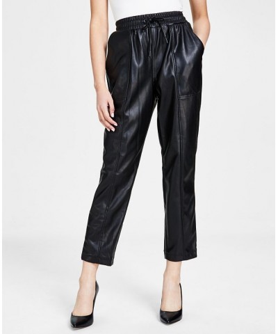 Faux-Leather Straight-Leg Ankle Pants Black $32.06 Pants