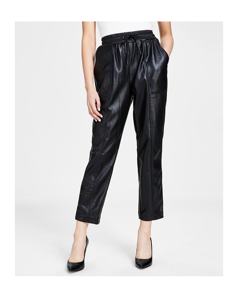 Faux-Leather Straight-Leg Ankle Pants Black $32.06 Pants