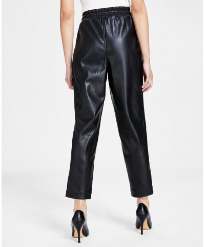 Faux-Leather Straight-Leg Ankle Pants Black $32.06 Pants