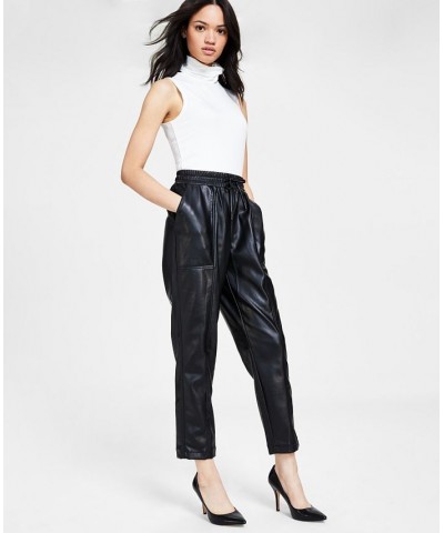 Faux-Leather Straight-Leg Ankle Pants Black $32.06 Pants