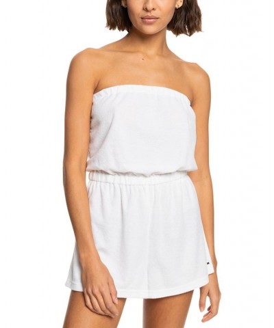 Junior's Special Feeling Strapless Romper Swim Cover-Up White $34.32 Swimsuits