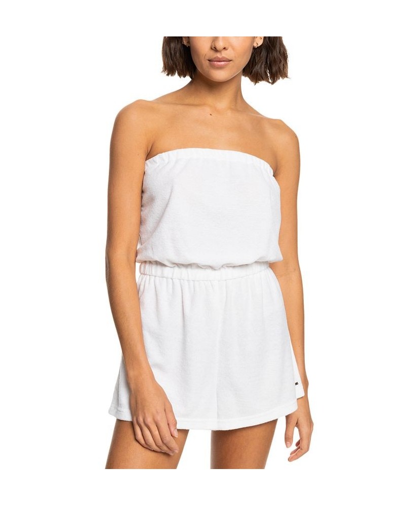 Junior's Special Feeling Strapless Romper Swim Cover-Up White $34.32 Swimsuits