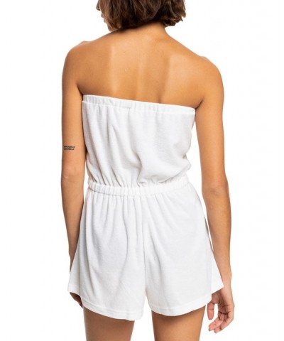 Junior's Special Feeling Strapless Romper Swim Cover-Up White $34.32 Swimsuits