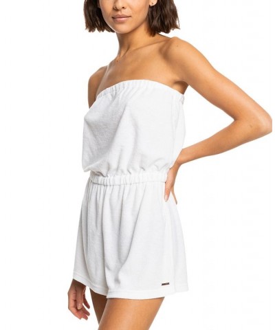 Junior's Special Feeling Strapless Romper Swim Cover-Up White $34.32 Swimsuits