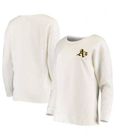 Women's White Oakland Athletics Lunar Quilt Long Sleeve T-shirt White $36.80 Tops