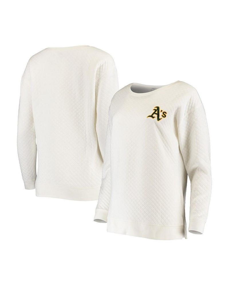 Women's White Oakland Athletics Lunar Quilt Long Sleeve T-shirt White $36.80 Tops