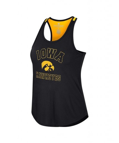 Women's Black Iowa Hawkeyes 10 Days Racerback Scoop Neck Tank Top Black $15.58 Tops